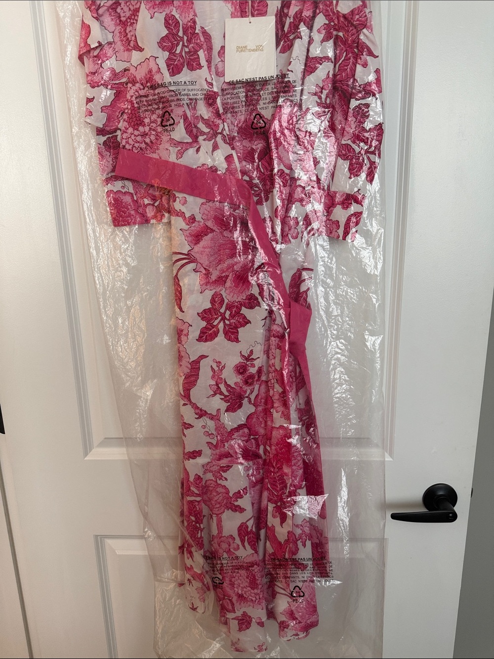 Diane Von Furstenberg Pink and White Floral Annabeth Midi Dress Size 10 - Picture 2 of 9